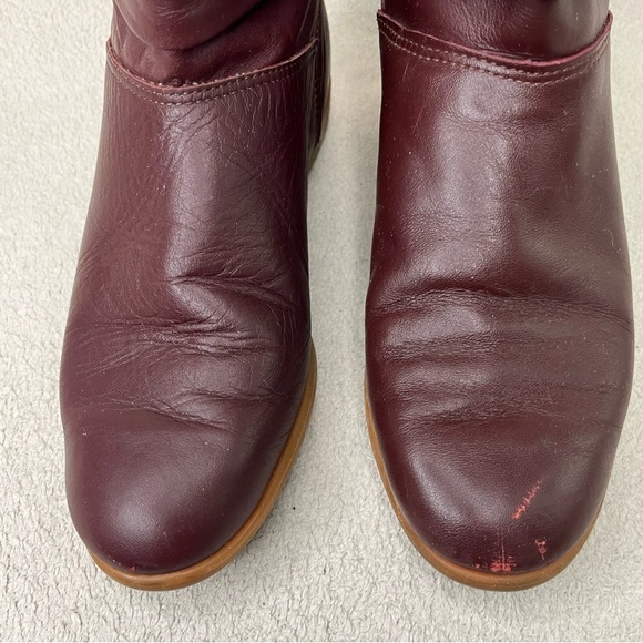Vintage Heartland Leather Fold-Over Boots-Maroon/Burgundy-Womens 6.5-Vtg-90s-80s - Picture 9 of 12